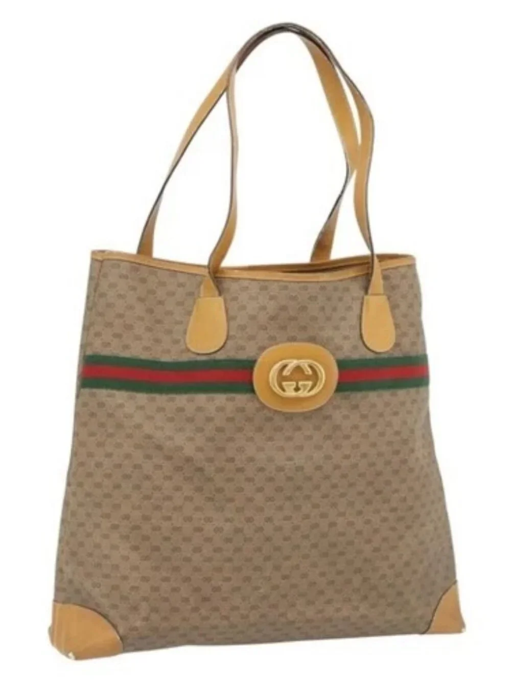 GUCCI Micro GG Supreme Web Sherry Line Bag PVC Beige 002 983 0174 Auth 181764